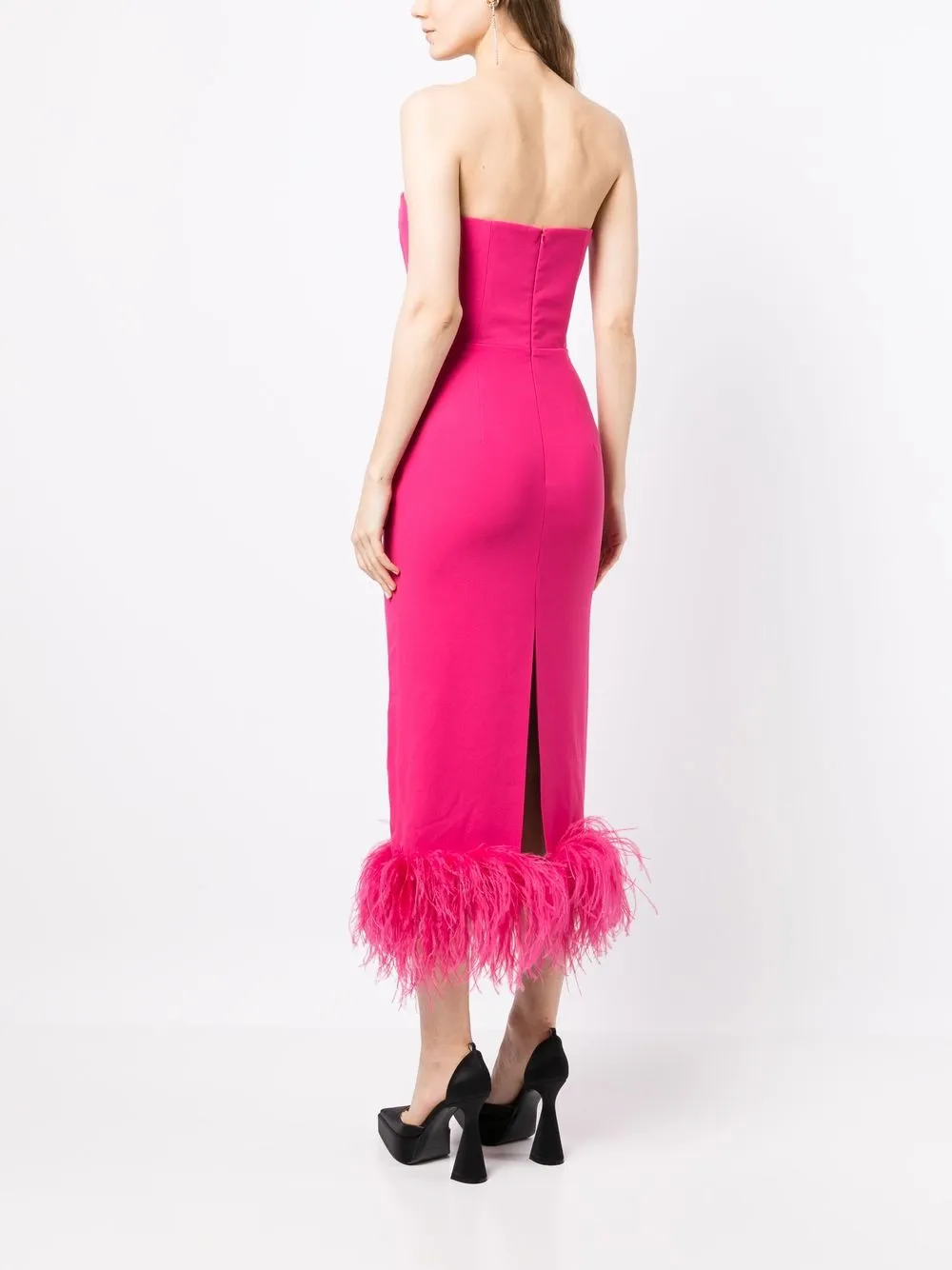 16Arlington Himawari feathertrim Midi Dress Farfetch