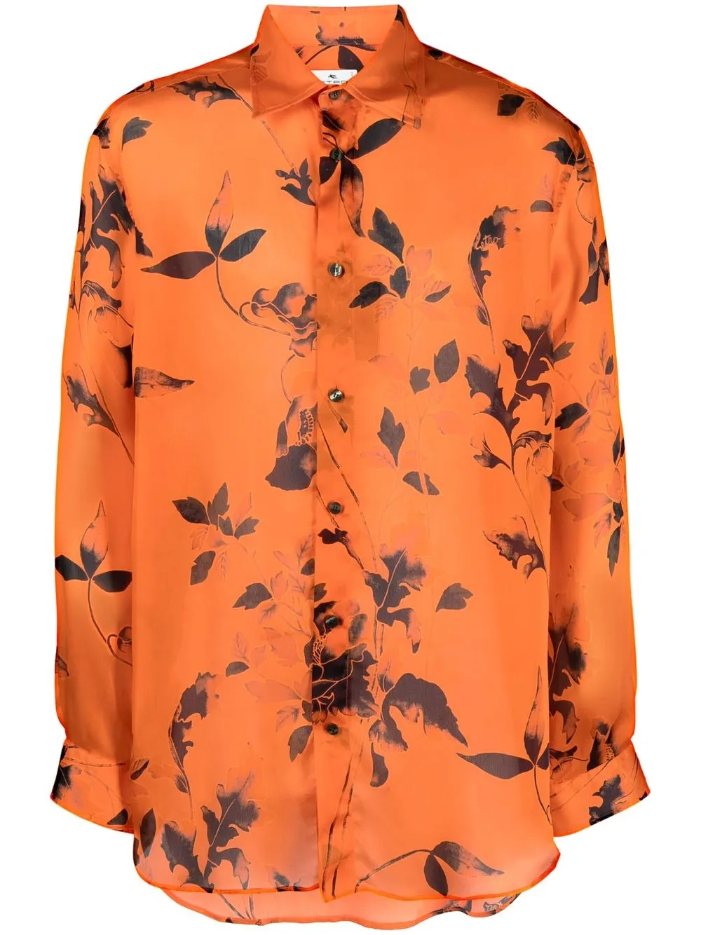 

ETRO foliage-print silk shirt - Orange