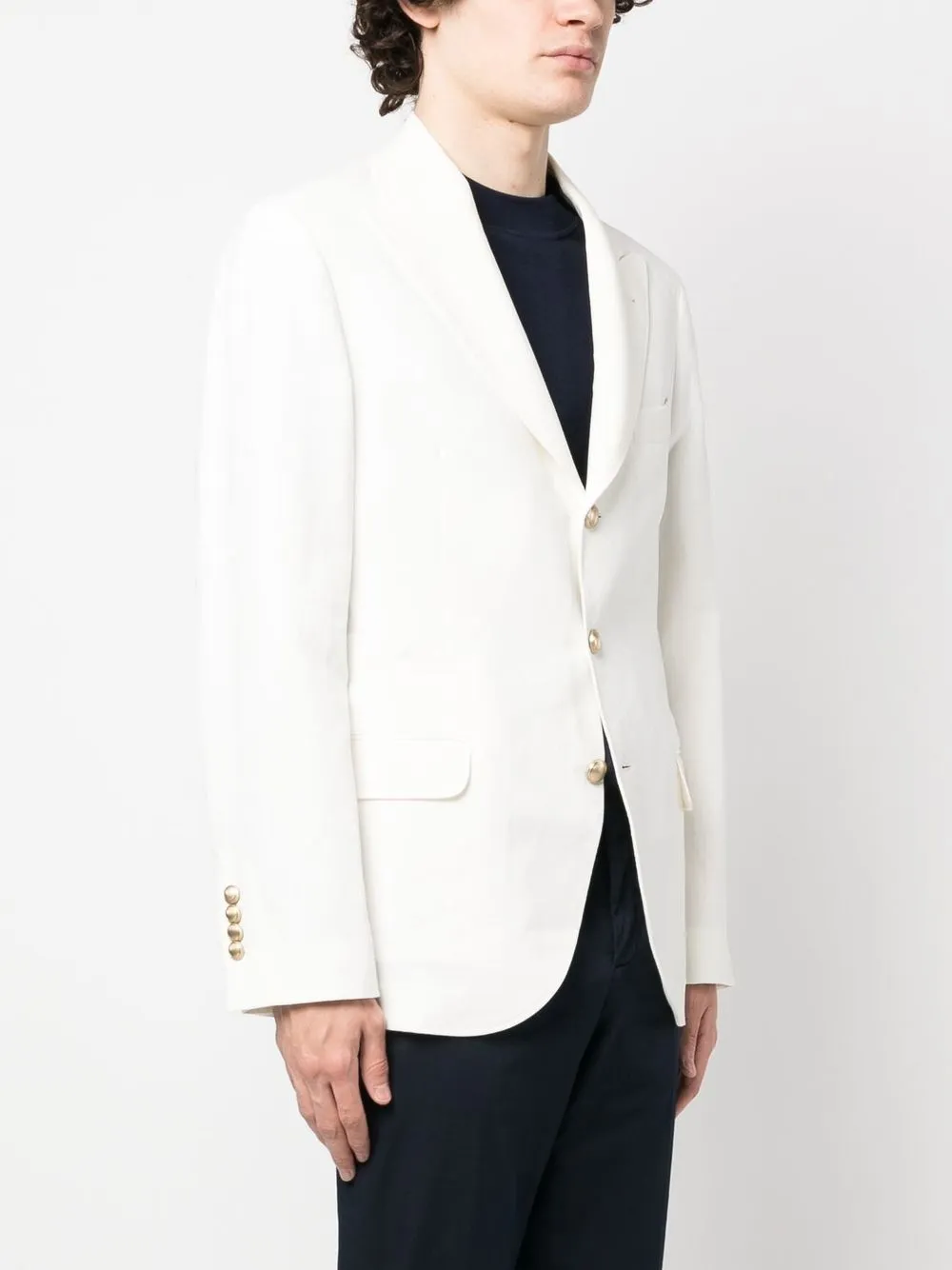 Brunello Cucinelli Single-breasted Linen Blazer In Neutrals