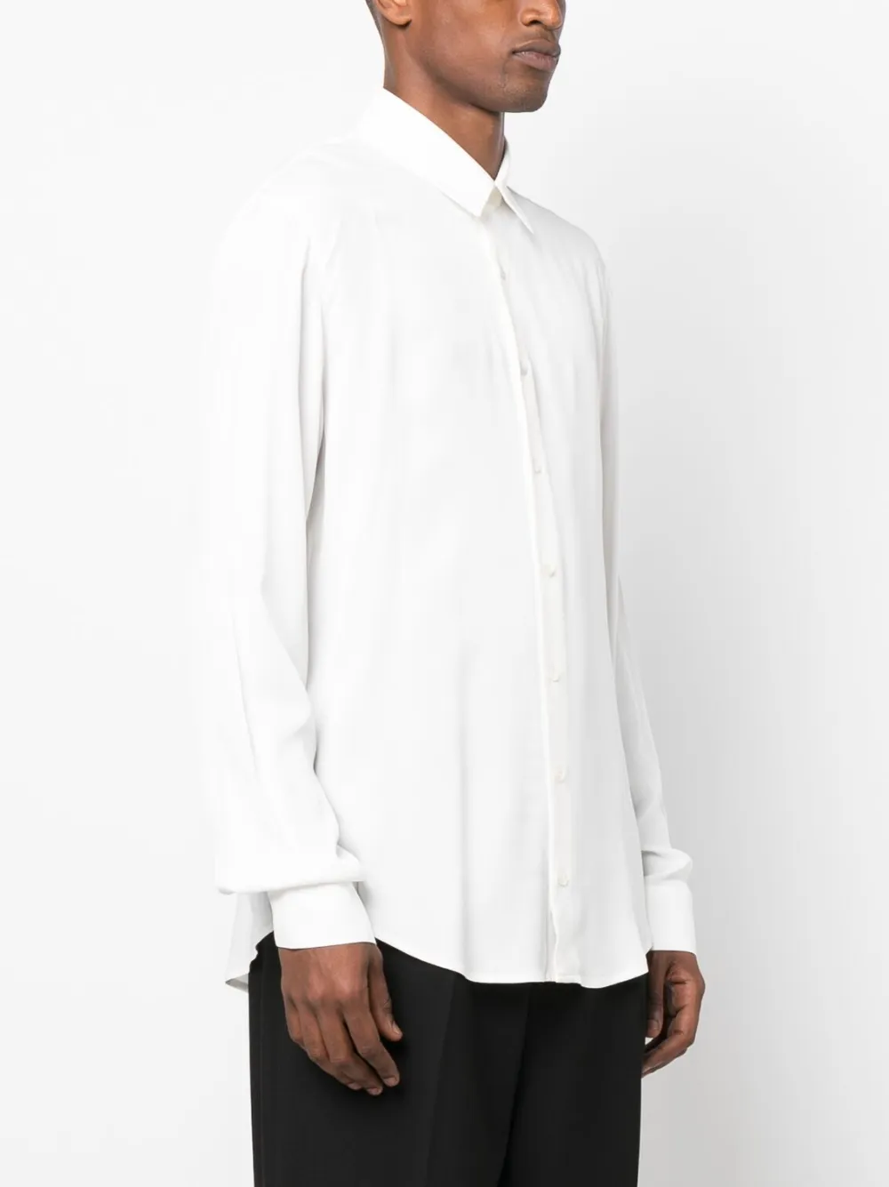 Shop Patrizia Pepe Long-sleeved Button-up Shirt In White