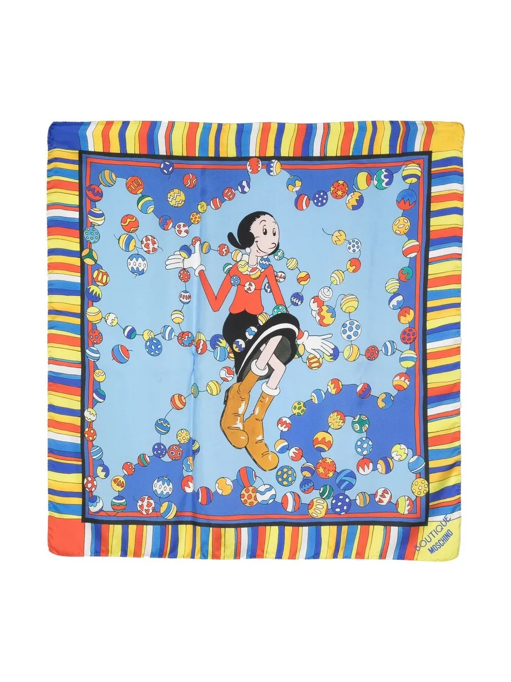 

Moschino cartoon-print silk scarf - Blue