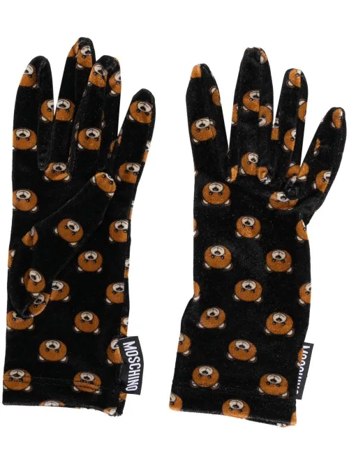 Gants Teddy Bear en velours - Moschino - Modalova