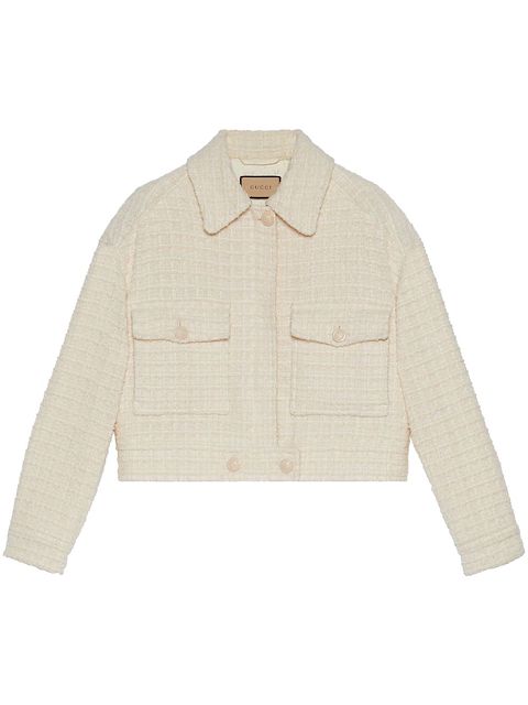 Gucci patch-pocket tweed shirt jacket