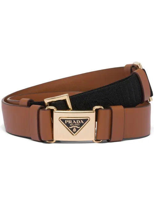 Ceinture en cuir à logo triangulaire - Prada - Modalova
