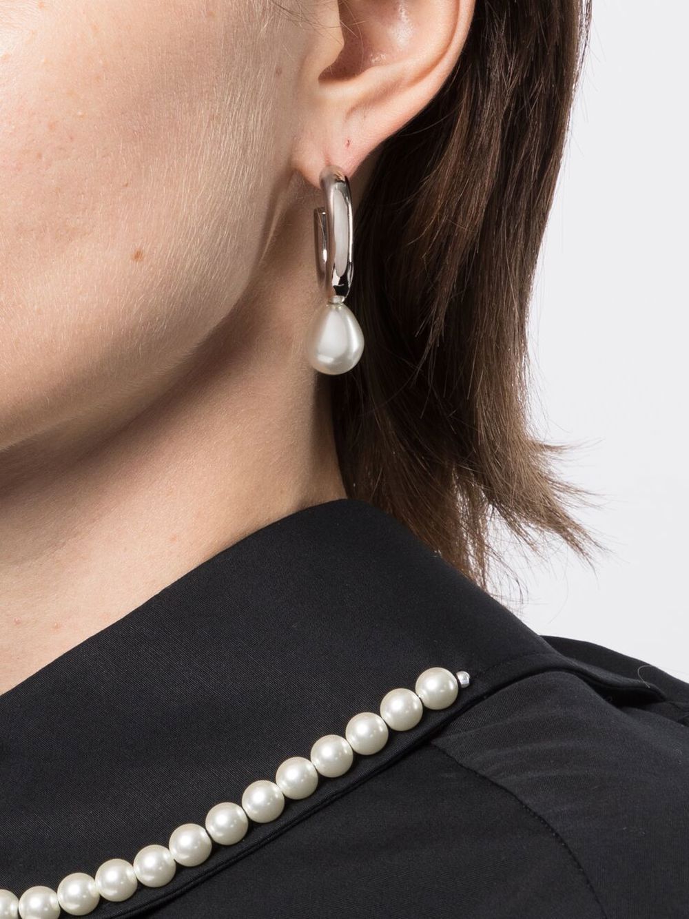 Shop Simone Rocha Pearl Hoop Earrings In Silver