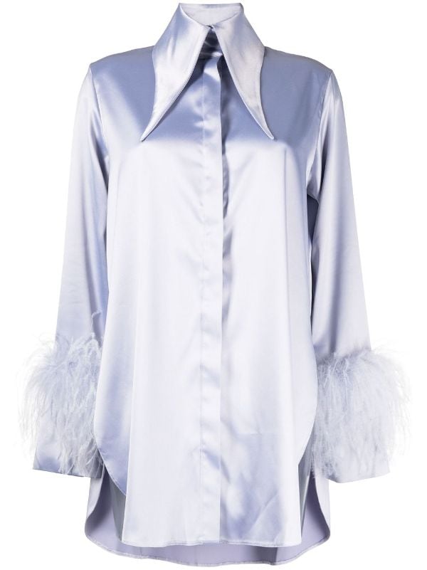 White Feather Trim Shirt