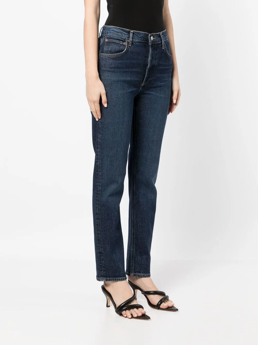 Shop Agolde Riley High-waisted Jeans In Blue