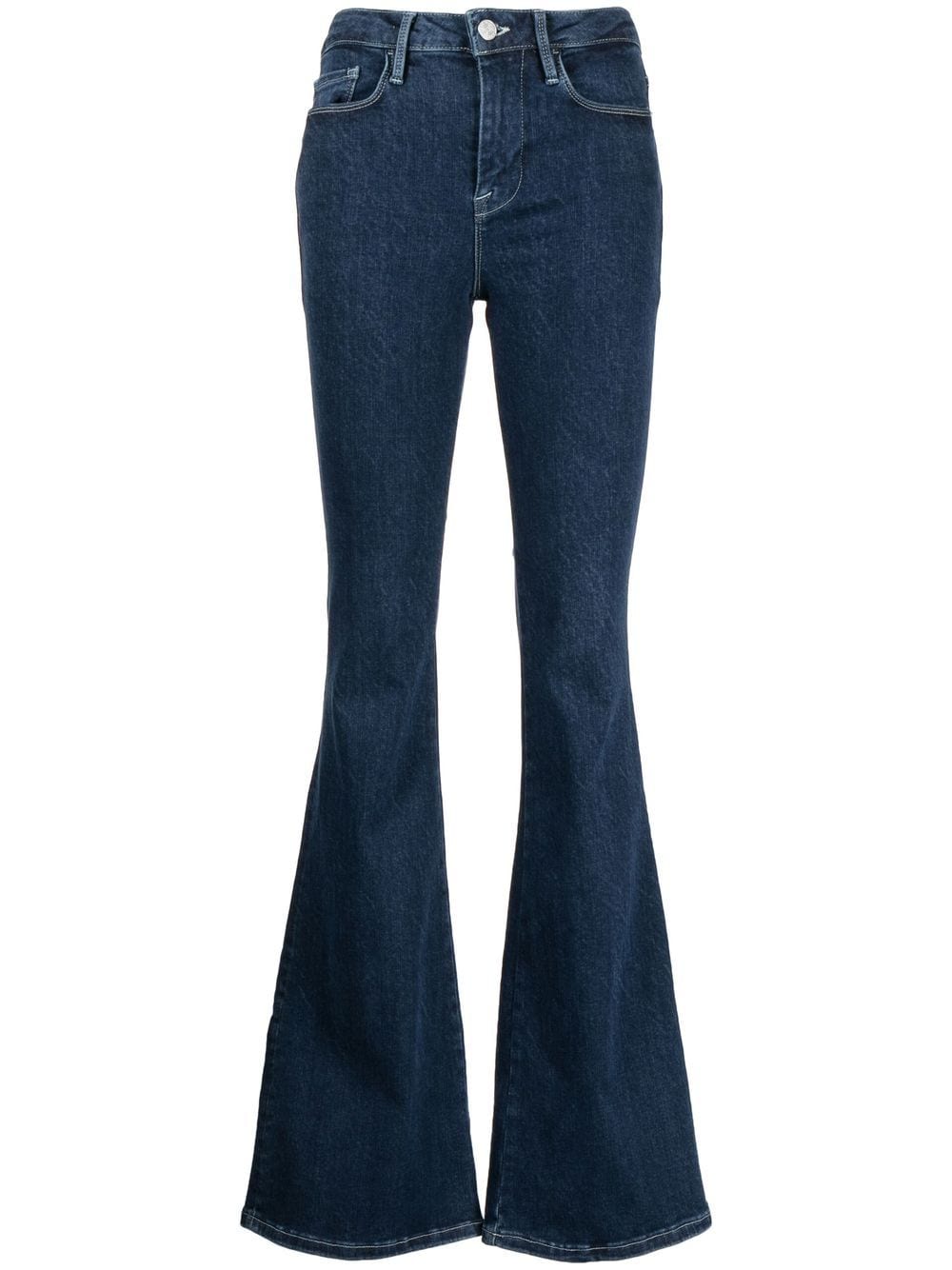 Shop Frame Flared Organic Cotton Jeans In Blue