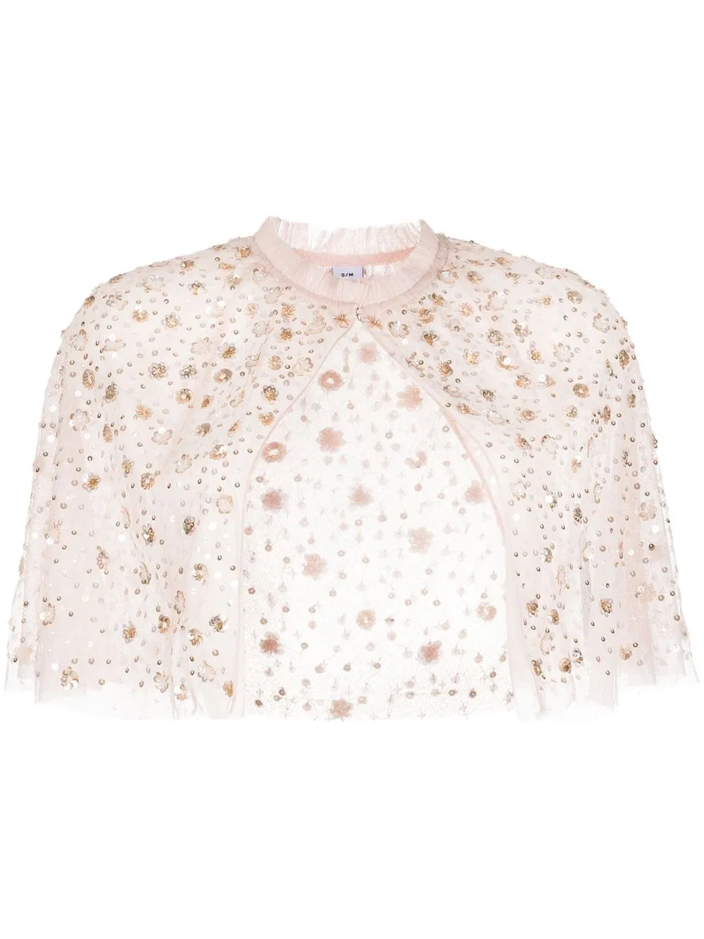 

Needle & Thread Maybelle sequin-embellished cropped cape - Pink