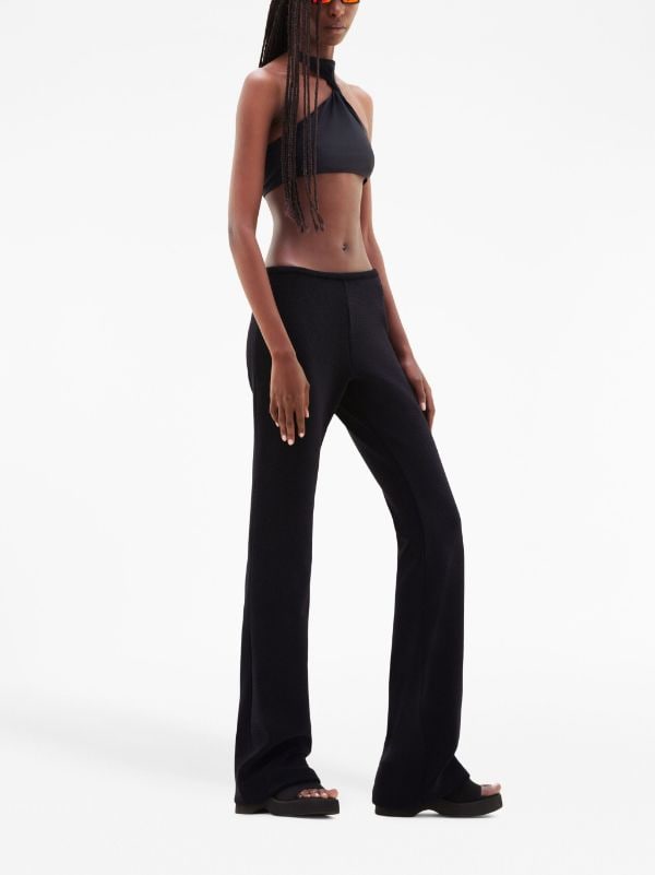 Buy Women Black Twisted Bell Bottom Pants With Twisted Crop Top