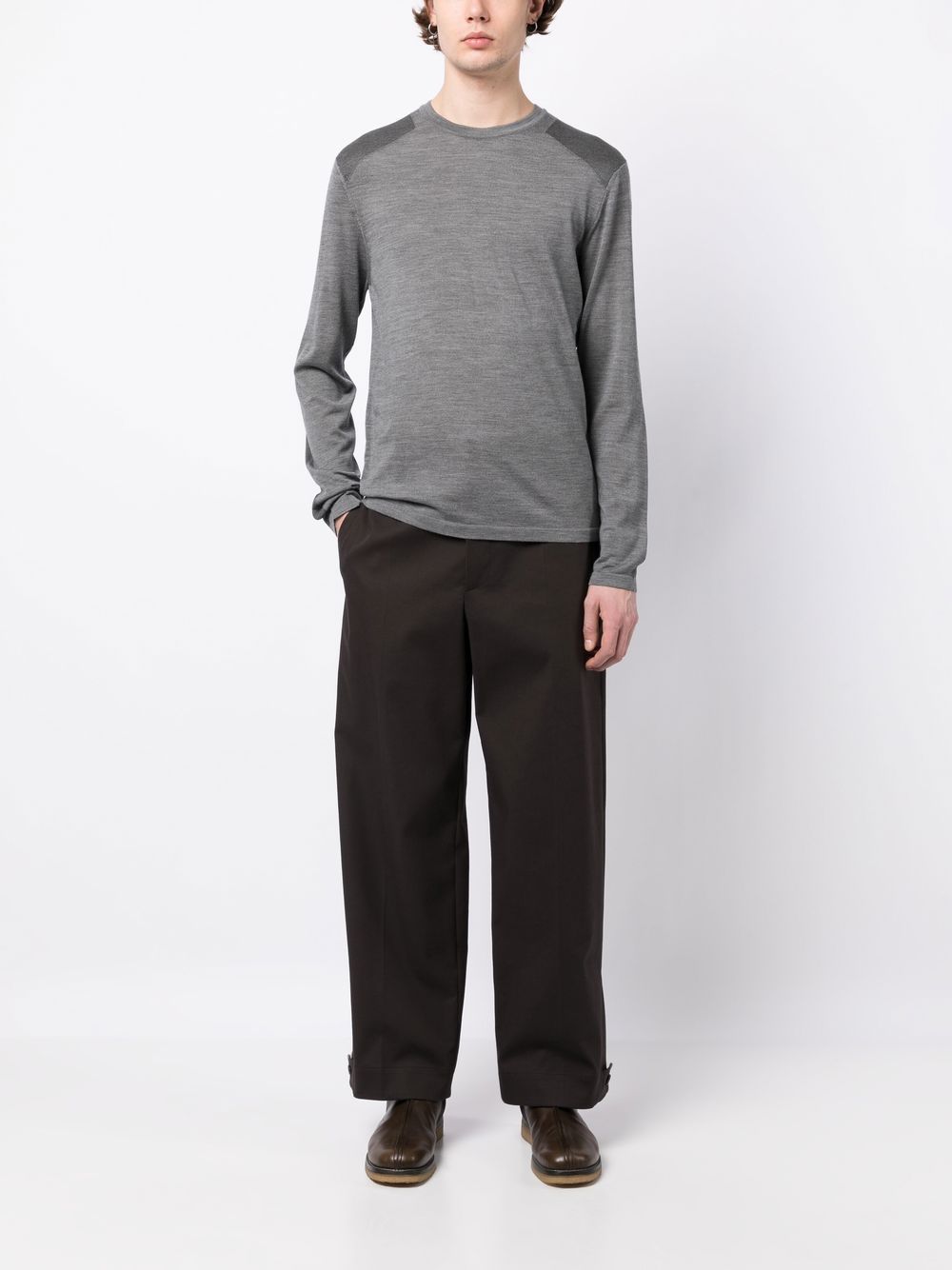 Shop Dunhill Fine-knit Long-sleeved T-shirt In Grey