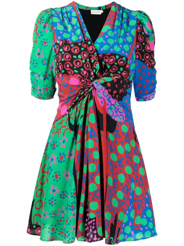 Rhode graphic-print short-sleeve mini dress - Multicolour