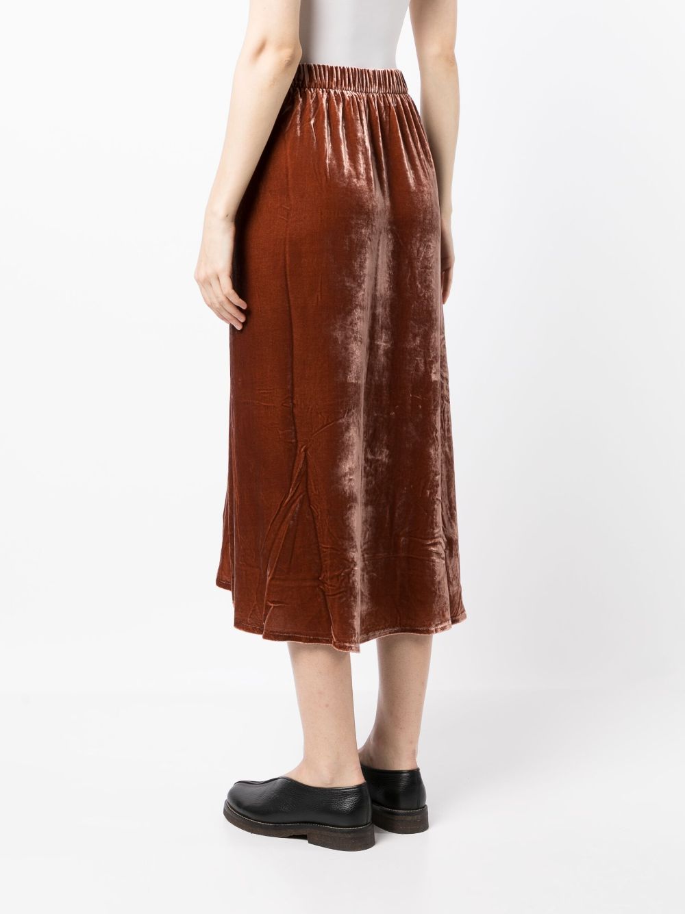 Eileen Fisher Velvet Midi Skirt In Copper | ModeSens