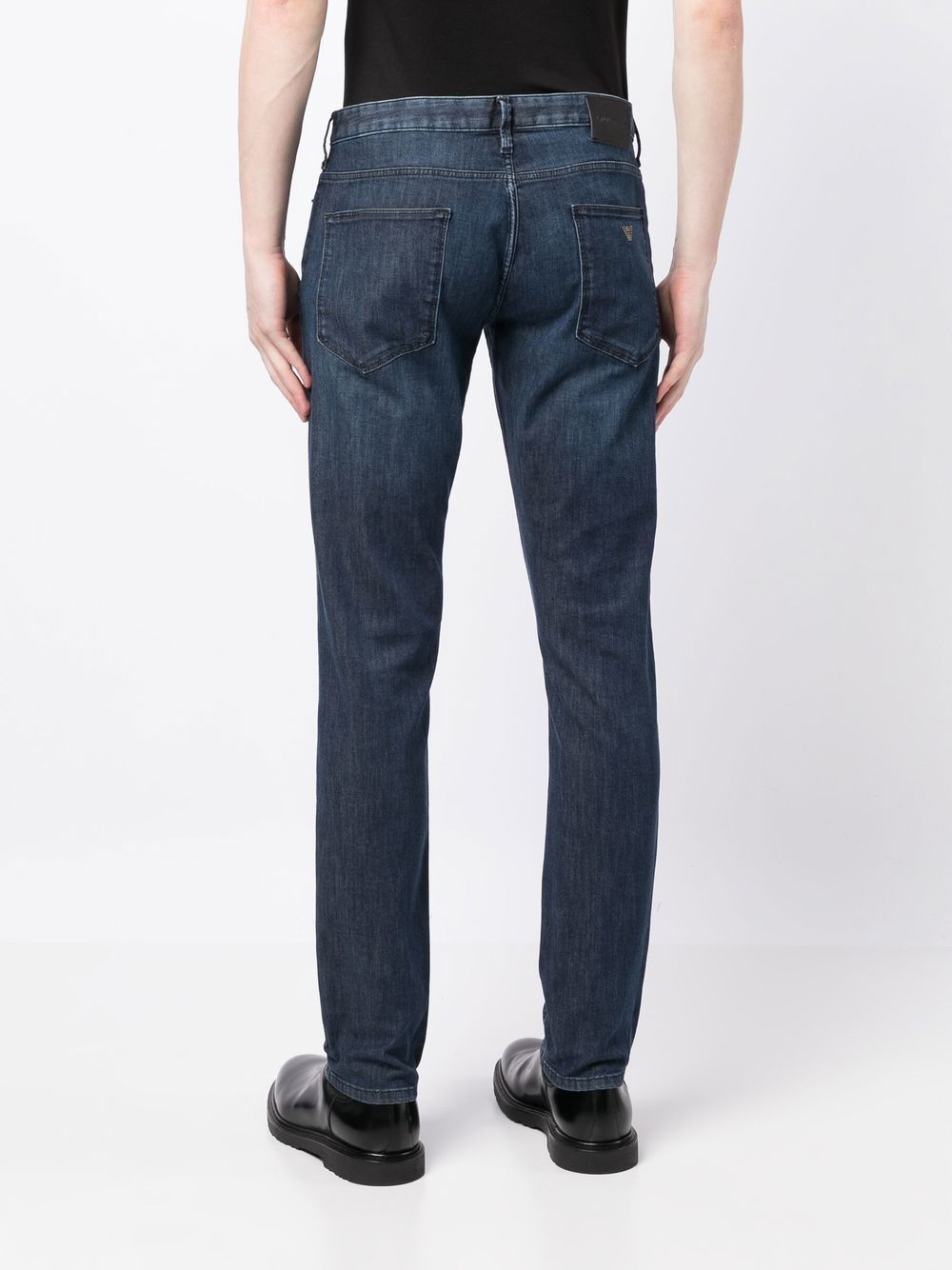 Shop Emporio Armani Mid-rise Slim-cut Jeans In Blue