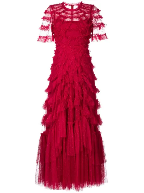 Needle & Thread Marilla ruffle-trim tulle gown 