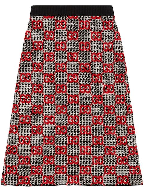 Gucci falda tejida con motivo pied de poule y logo GG