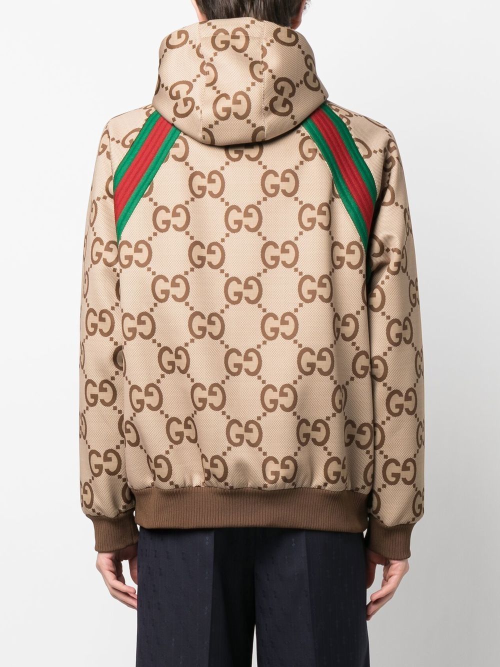 Shop Gucci Gg Supreme Hooded Jacket In Brown