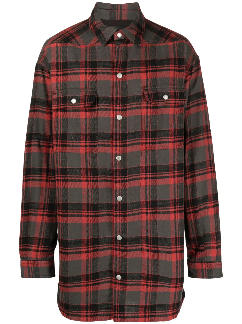 Rick Owens DRKSHDW oversized plaid long-sleeve shirt | Red | Image 1