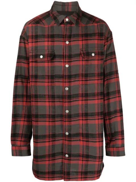 Rick Owens DRKSHDW oversized plaid long-sleeve shirt