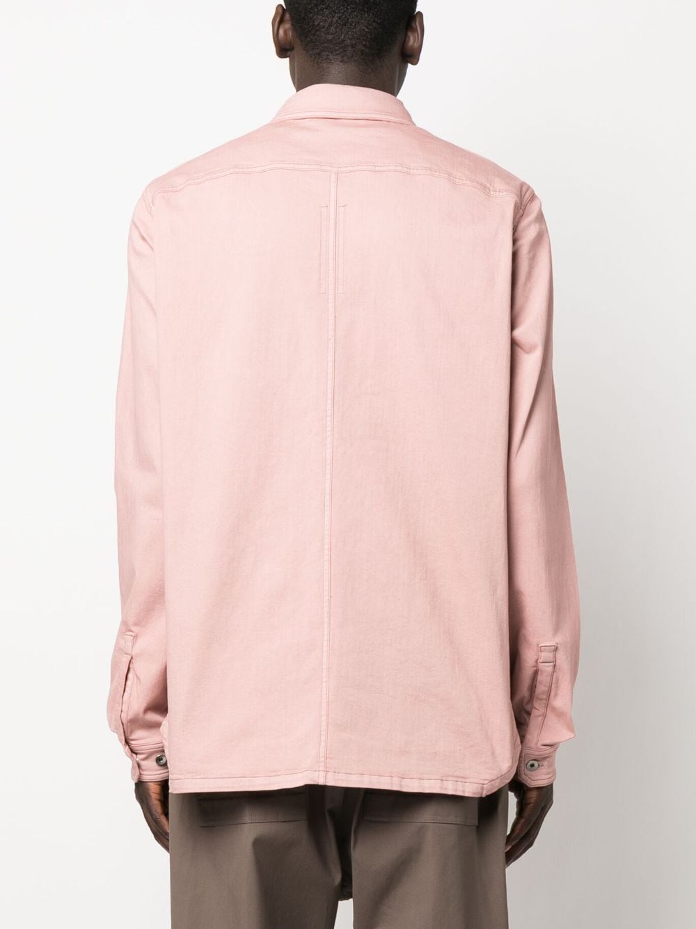Shop Rick Owens Drkshdw Cotton-blend Long-sleeved Overshirt In Pink