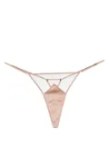 Kiki de Montparnasse tulle-panel silk G-string - Pink