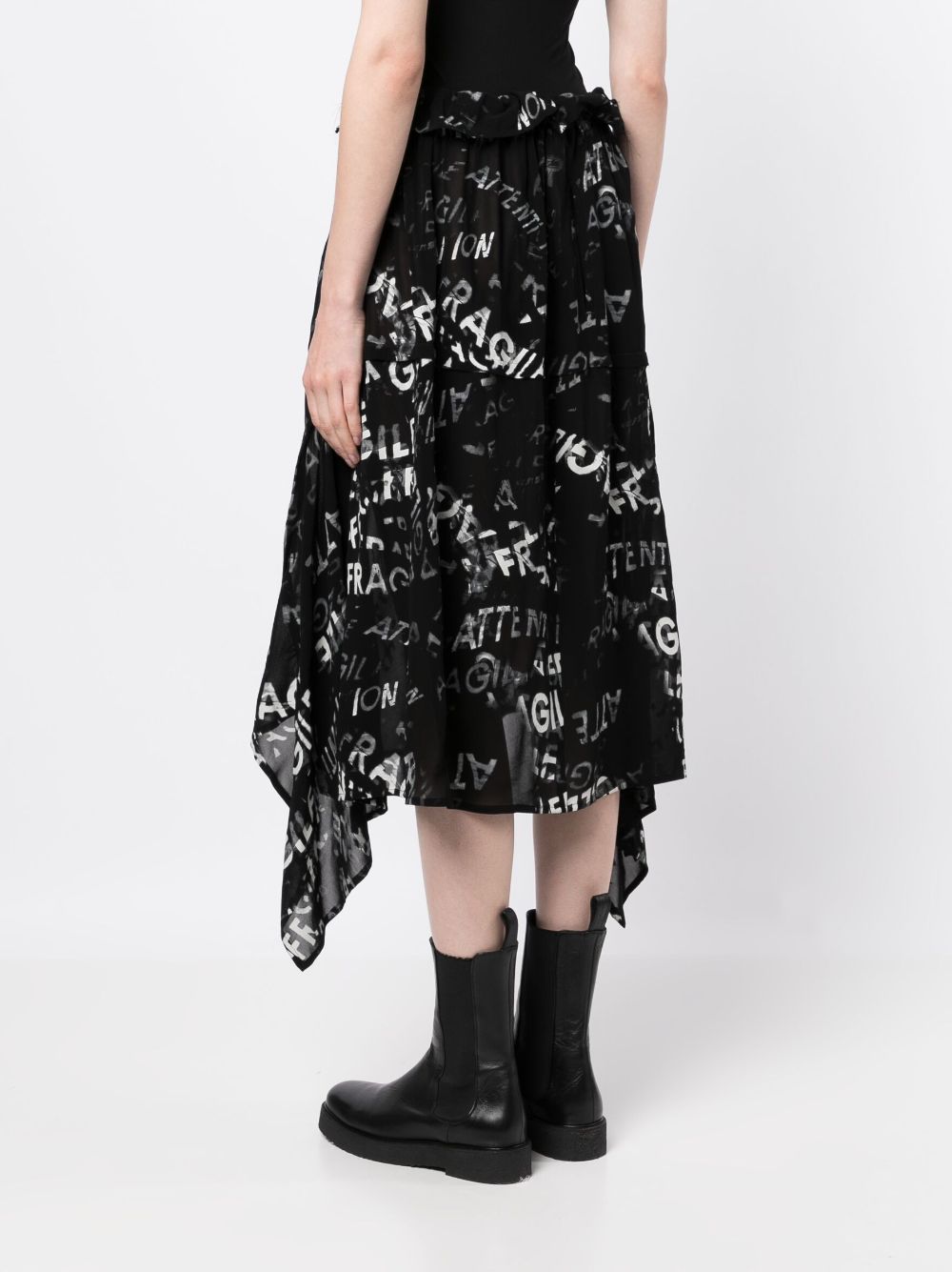 Shop Y's Graphic-print Drawstring Midi Skirt In Black