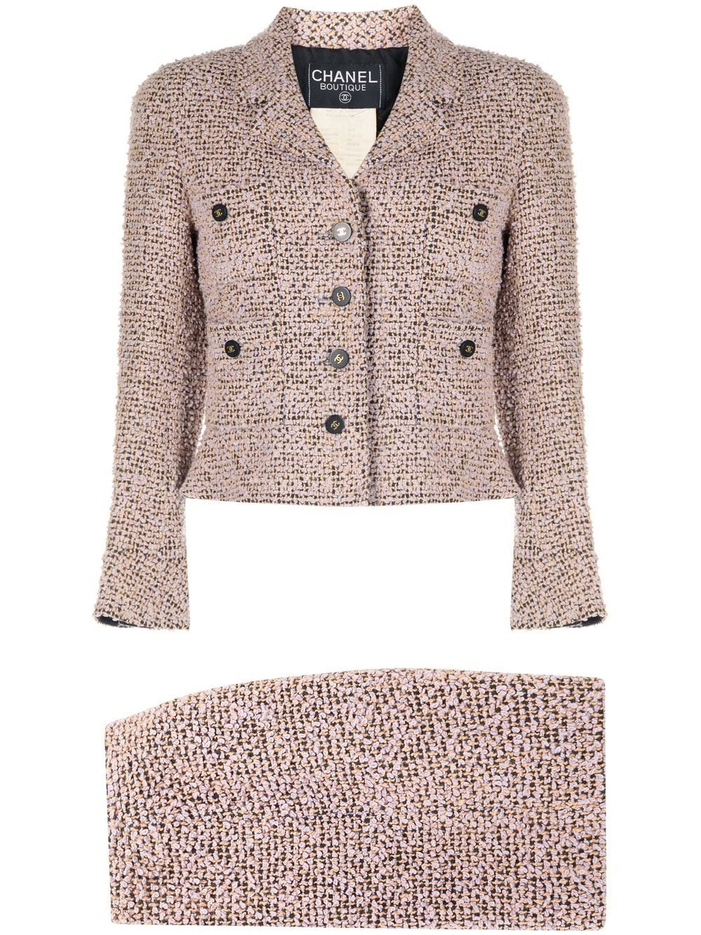 

CHANEL Pre-Owned 1994-1995 tweed Coco skirt suit - Pink