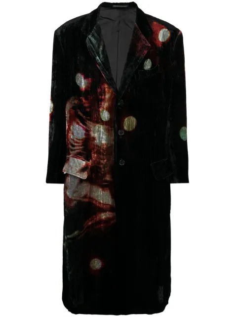 Yohji Yamamoto silk corduroy printed coat