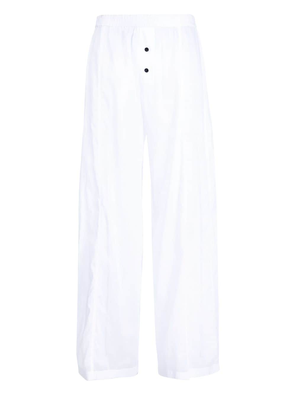 Kiki De Montparnasse Piping-detail Cotton Pajama Bottoms In White