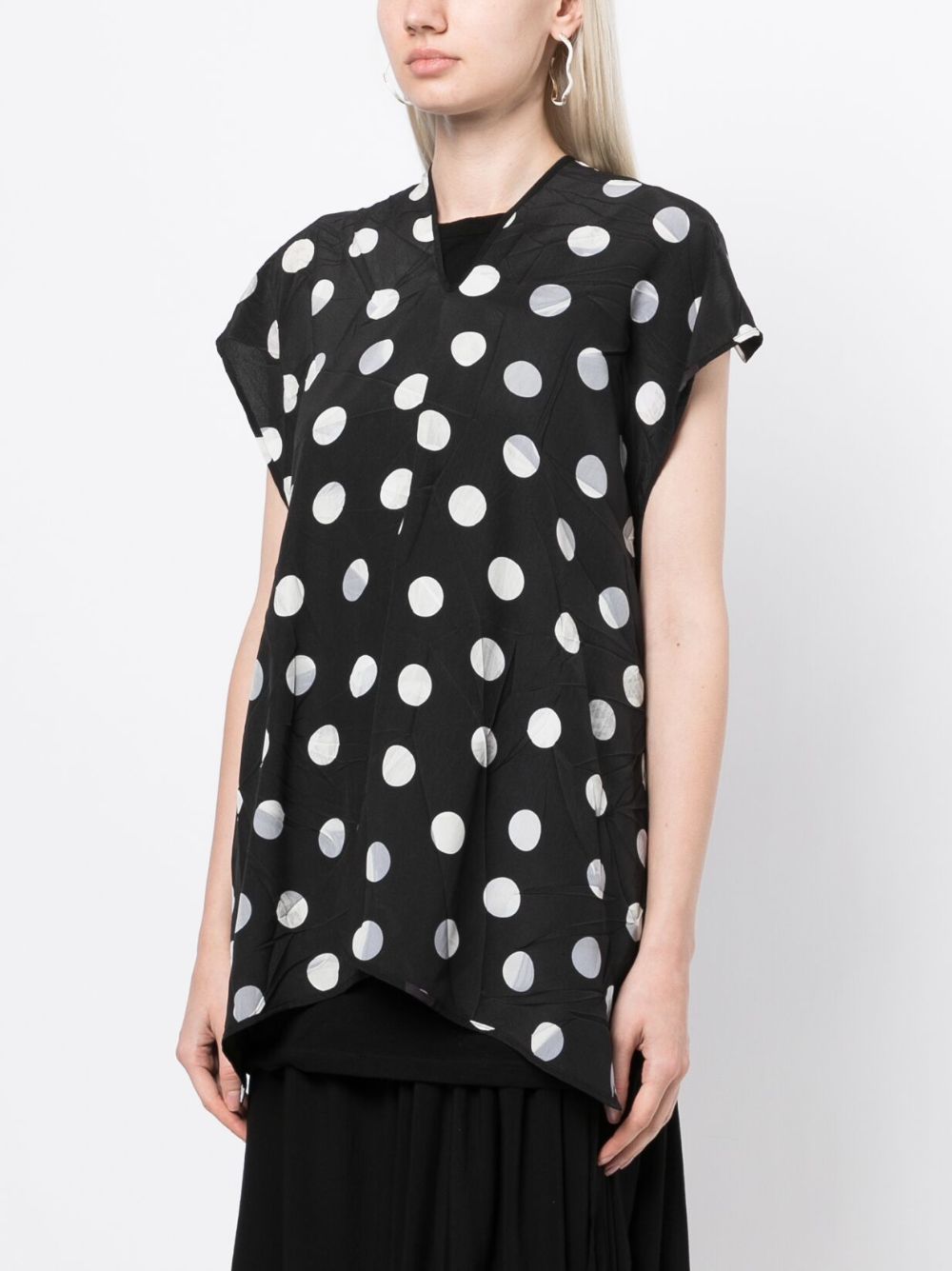 Shop Y's Polka Dot-print Panelled Blouse In Black