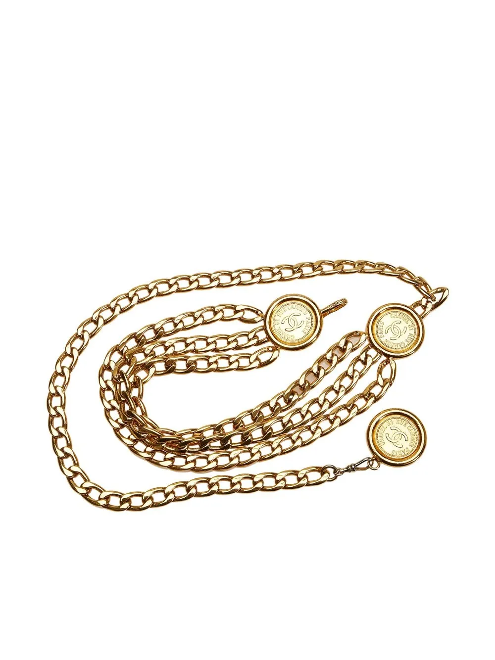 

Chanel Pre-Owned logo medallion chain belt - Gold