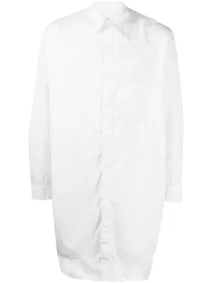 Yohji Yamamoto コントラストステッチ リネンシャツ | ホワイト