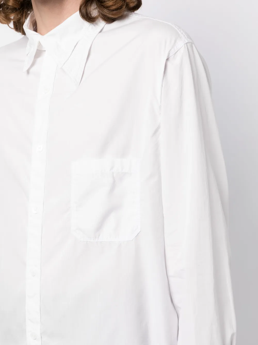 Shop Yohji Yamamoto Collar-detailed Cotton Shirt In White