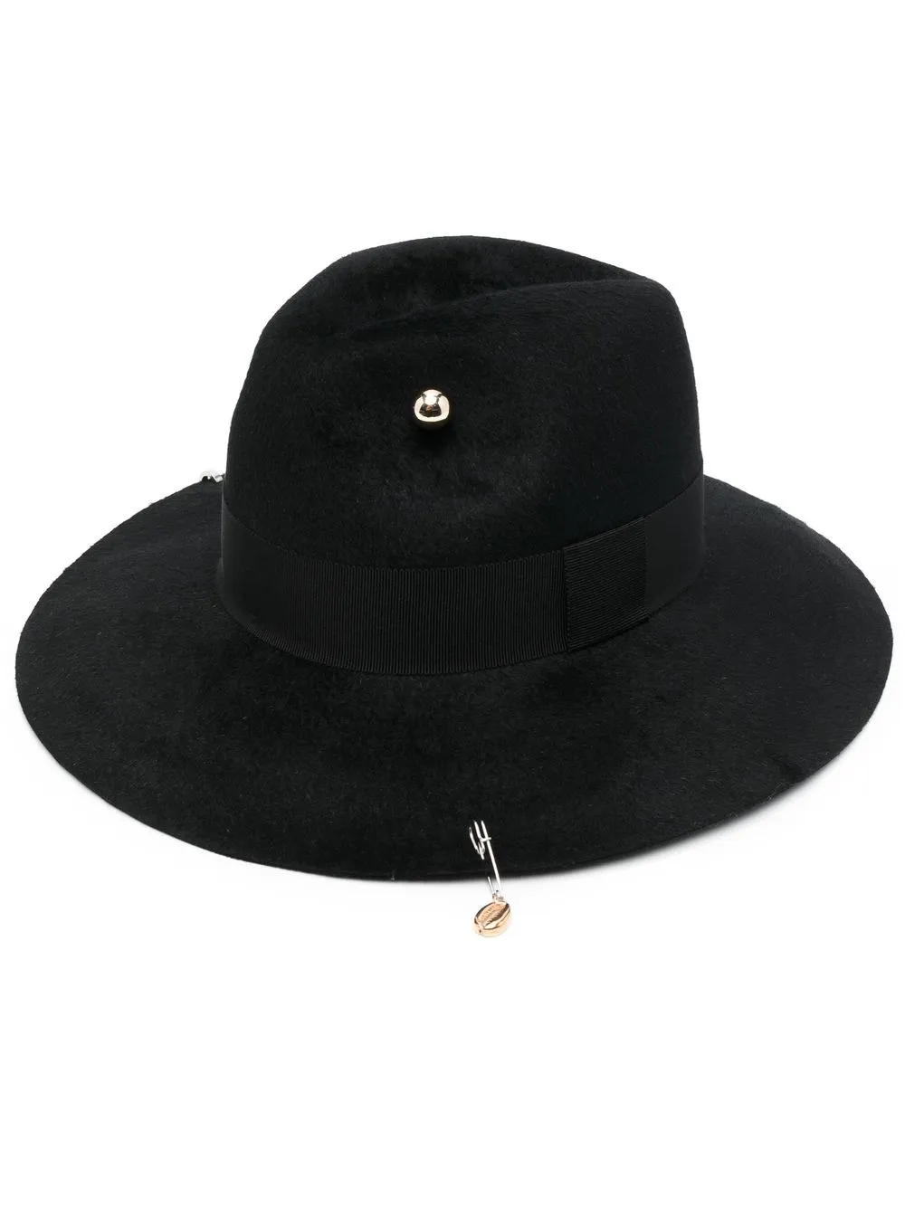 

Ruslan Baginskiy piercing wool-felt fedora hat - Black