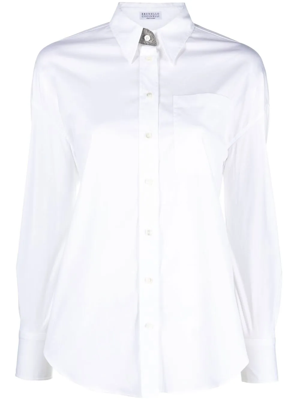 

Brunello Cucinelli Monili-embellished long-sleeve shirt - White
