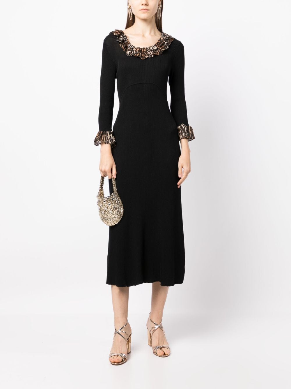 Rixo Mika knitted midi dress - Zwart