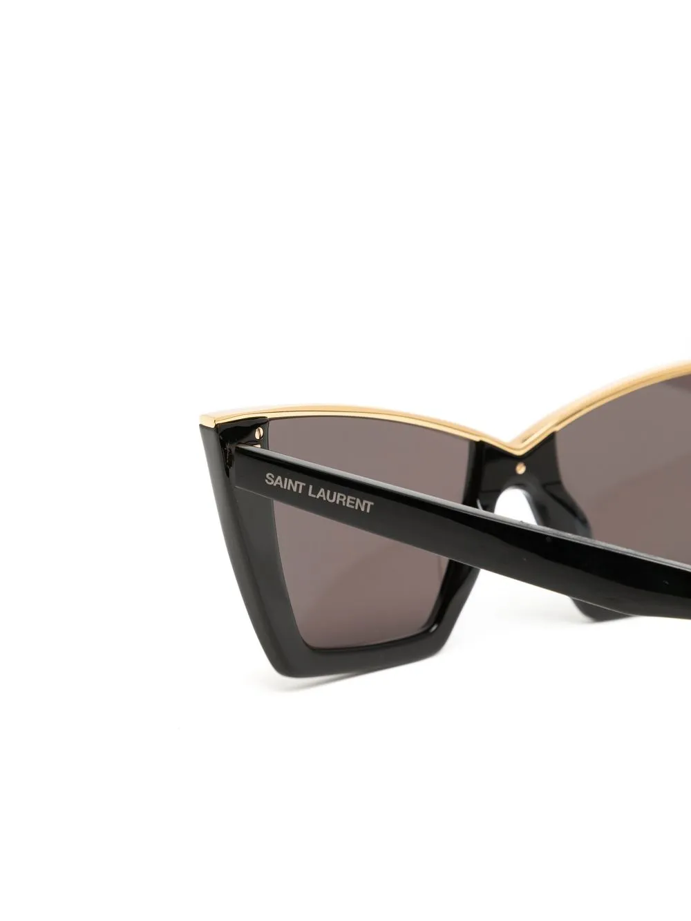 Saint Laurent Gold-tone Edge Cat Eye Sunglasses In Black