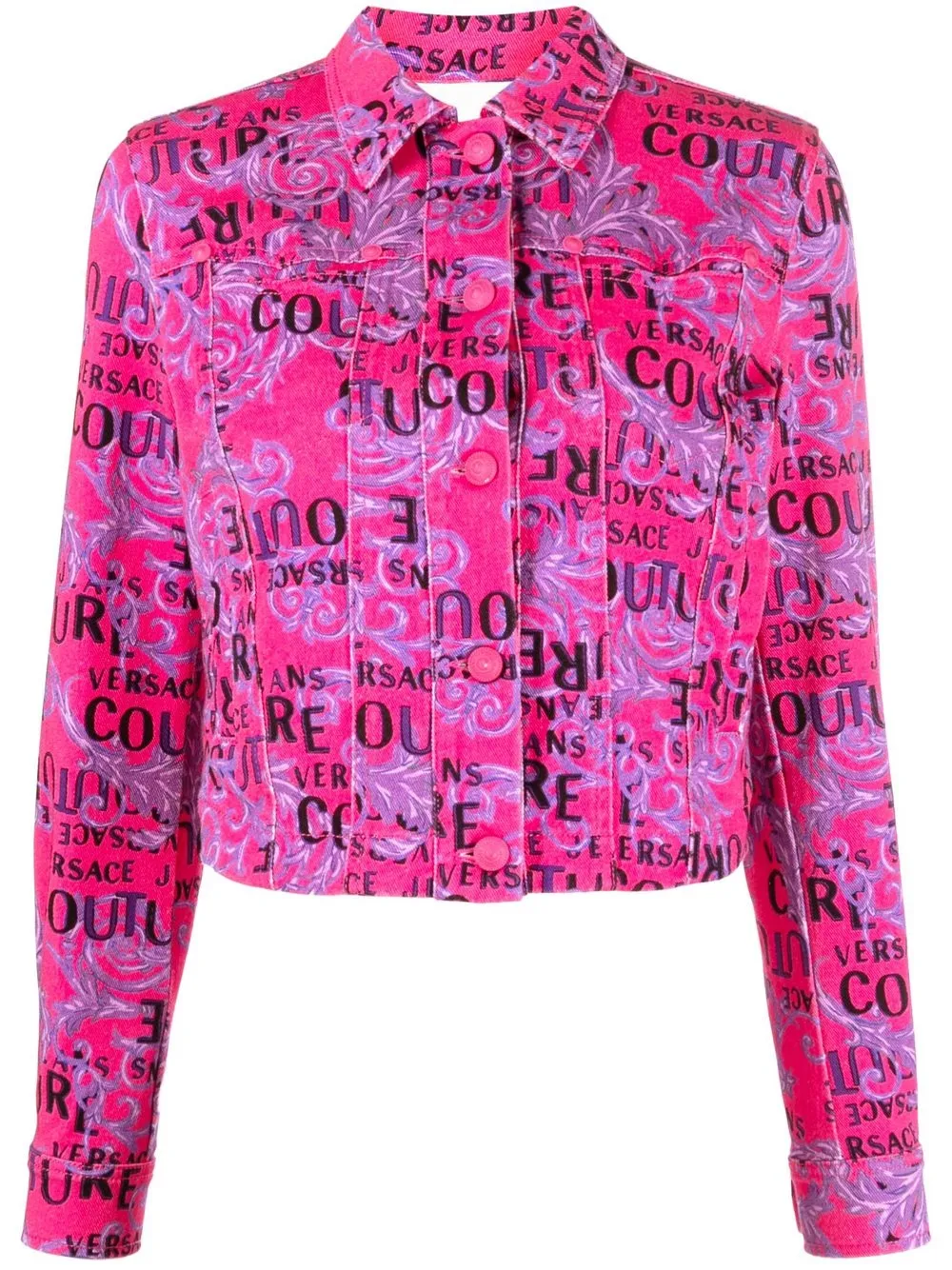

Versace Jeans Couture chamarra de mezclilla con logo estampado - Rosado