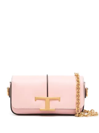 TOD'S ピンク レザー ショルダーバッグ