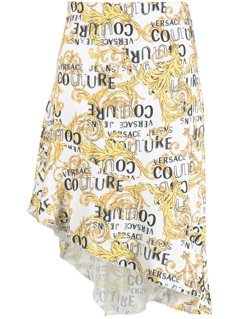 

Versace Jeans Couture Logo Couture-print asymmetric midi skirt - White