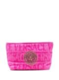 Versace flocked-logo wash bag - Pink