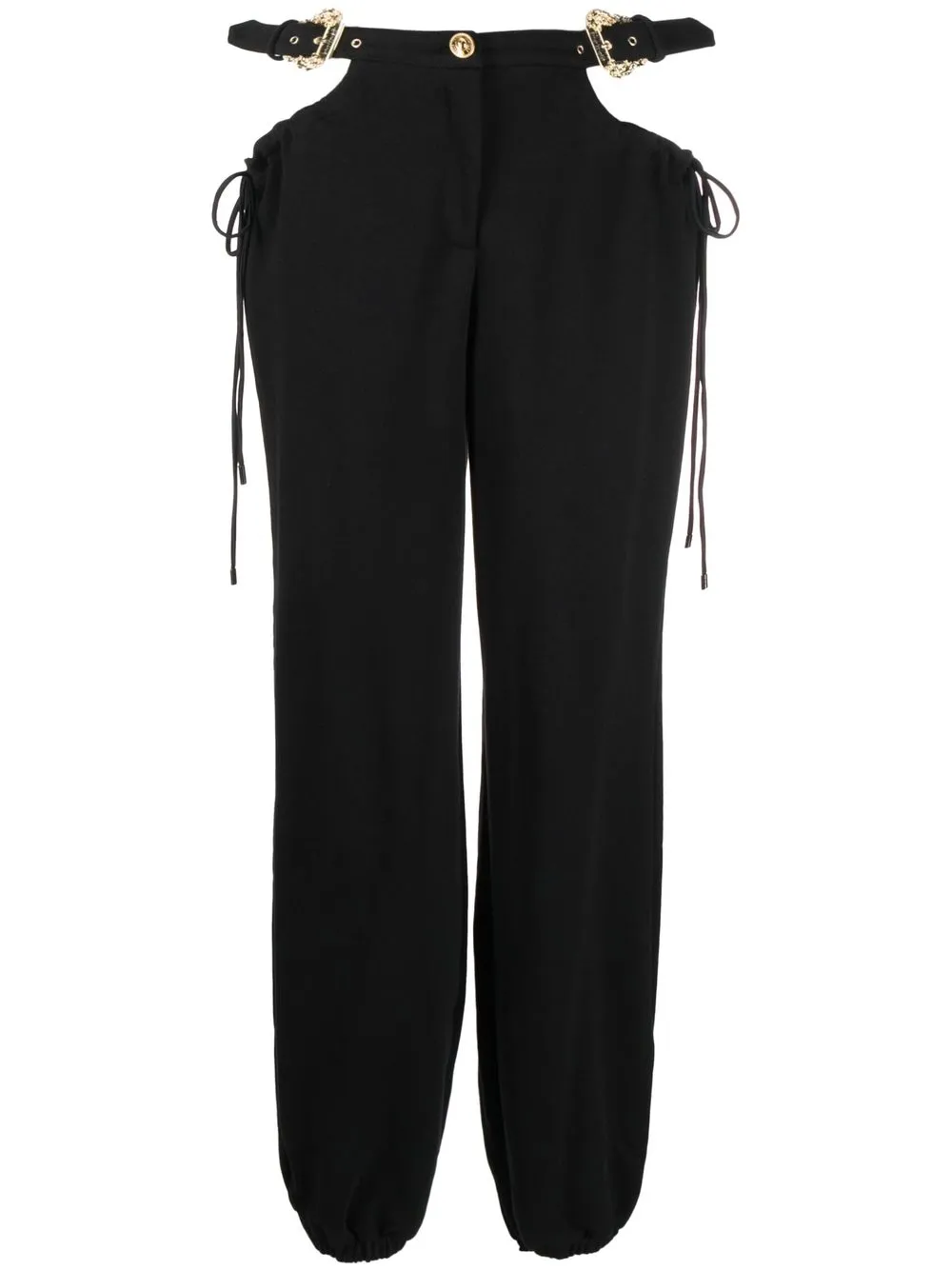 Versace Jeans Couture cut-out detail buckled trousers - Black