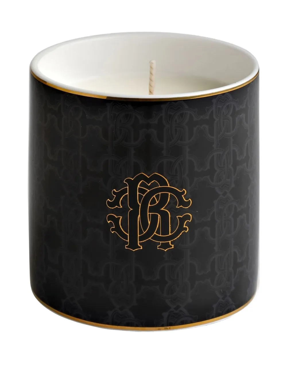 Roberto Cavalli Home monogram porcelain candle | Black | Image 1