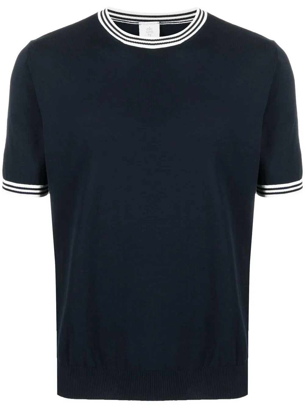 

Eleventy stripe-trim fine knit T-shirt - Blue