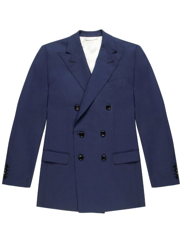 Mens blue double breasted on sale blazer