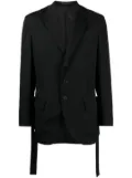 Yohji Yamamoto single-breasted notched wool blazer - Black