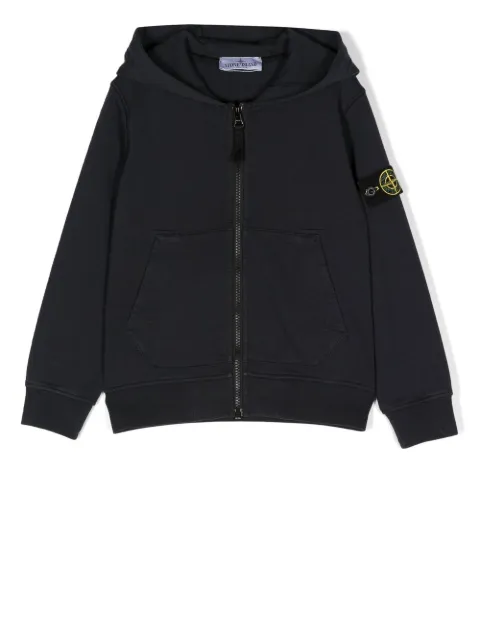 Stone Island Junior logo patch zipped hoodie