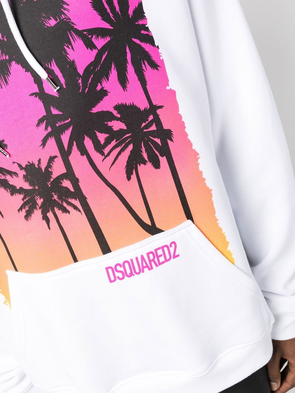 Shop Dsquared2 Palm-tree Print Cotton Hoodie In White