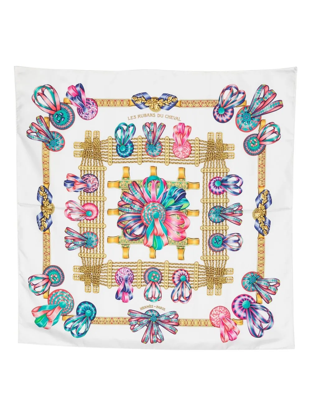 

Hermès pre-owned Les Rubans Du Cheval silk scarf - White