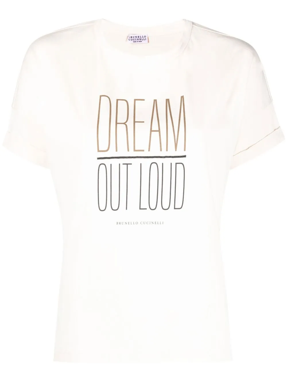 

Brunello Cucinelli slogan-print cotton T-shirt - Neutrals